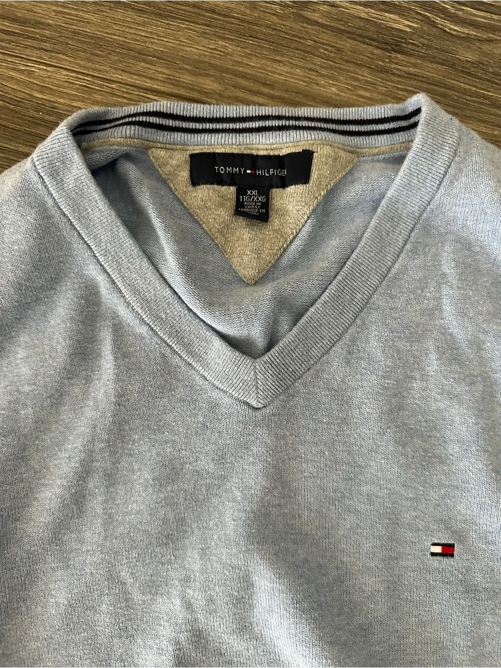 Tommy Hilfiger Sky Blue V-Neck Men's Sweater